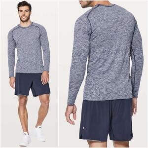 LULULEMON Men's Metal Vent Tech Surge Long Sleeve Shirt Deep Navy/White Size S